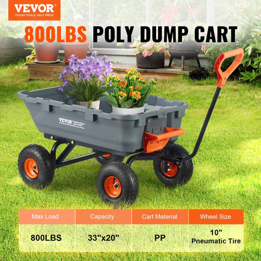 Polyethylene garden dump cart
