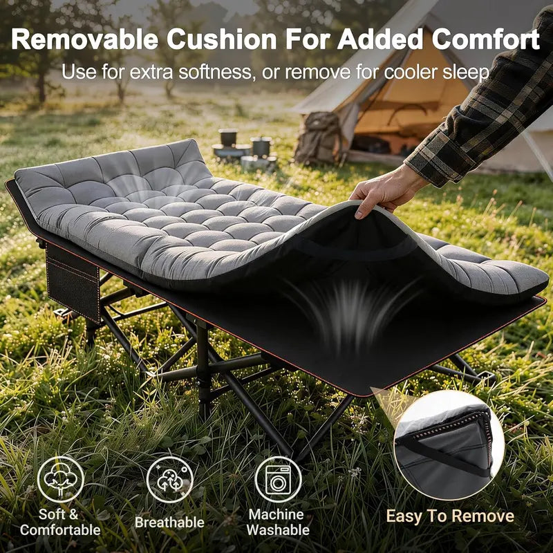 Folding Camping Cot with Mattress | Portable Bed & Carry Bag