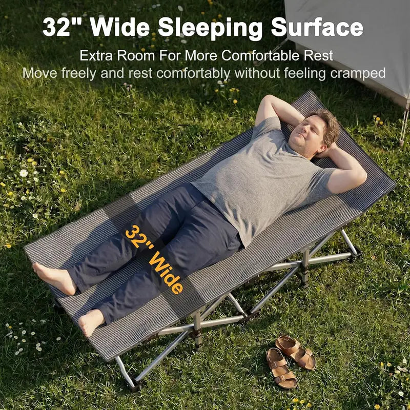 Folding Camping Cot with Mattress | Portable Bed & Carry Bag