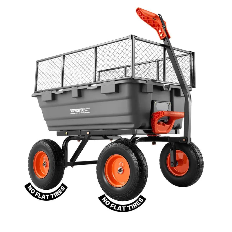 Polyethylene garden dump cart