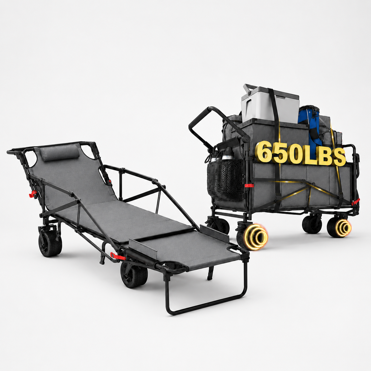 2-in-1 Folding Utility Wagon & Portable Outdoor Chair