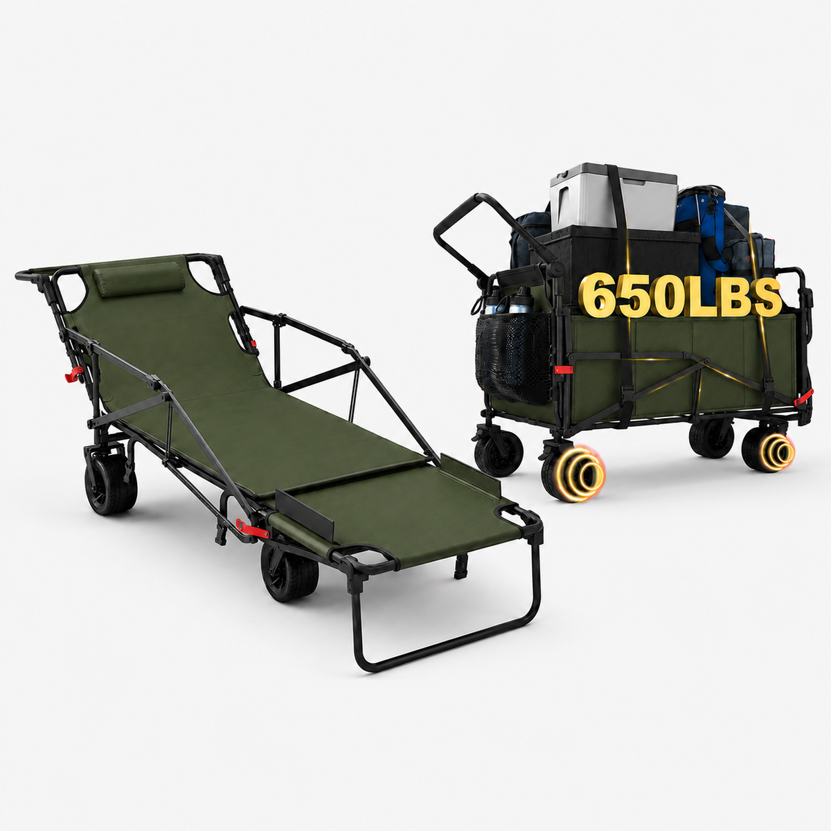 2-in-1 Folding Utility Wagon & Portable Outdoor Chair