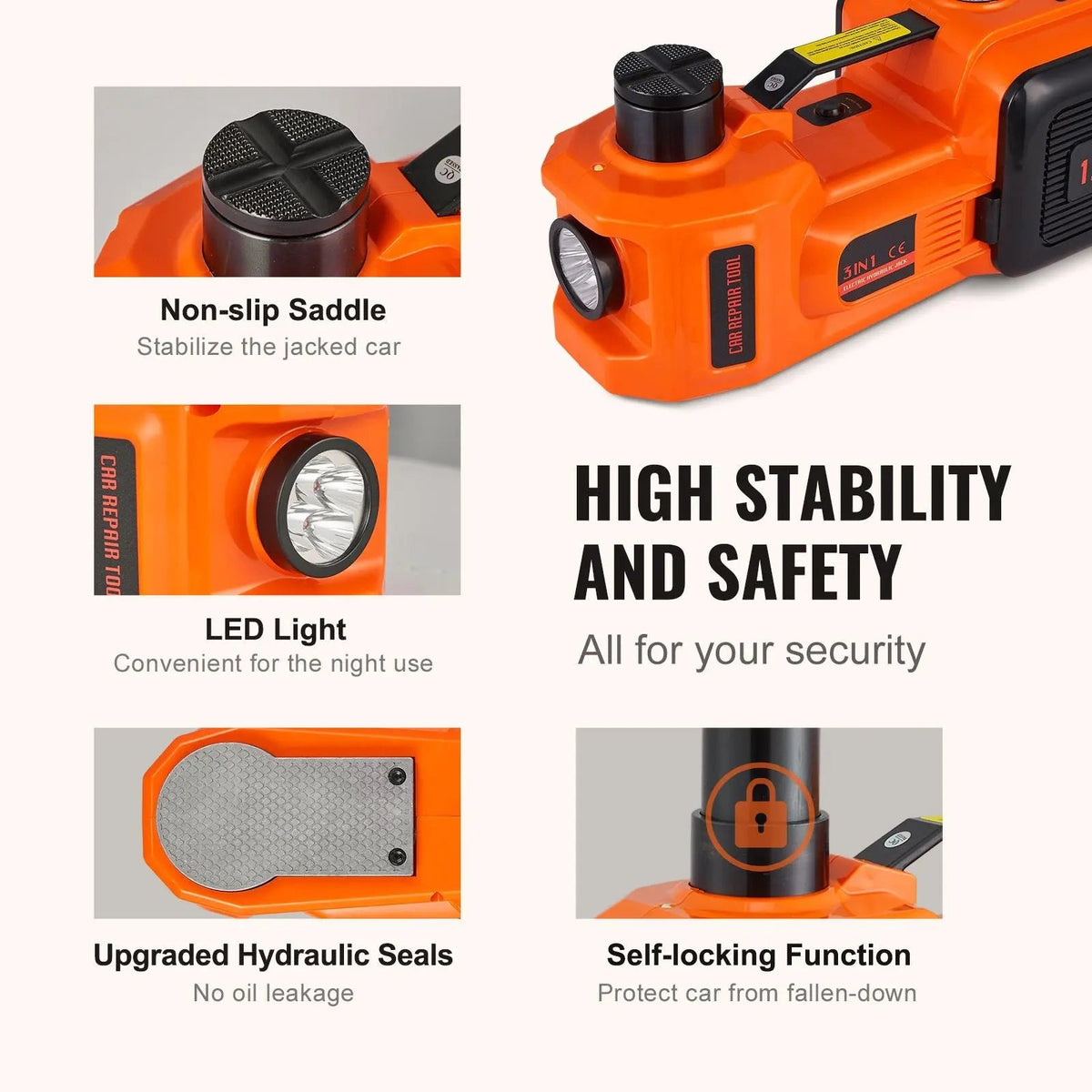🚗5-Ton Electric Hydraulic Car Jack | Built-In Air Pump