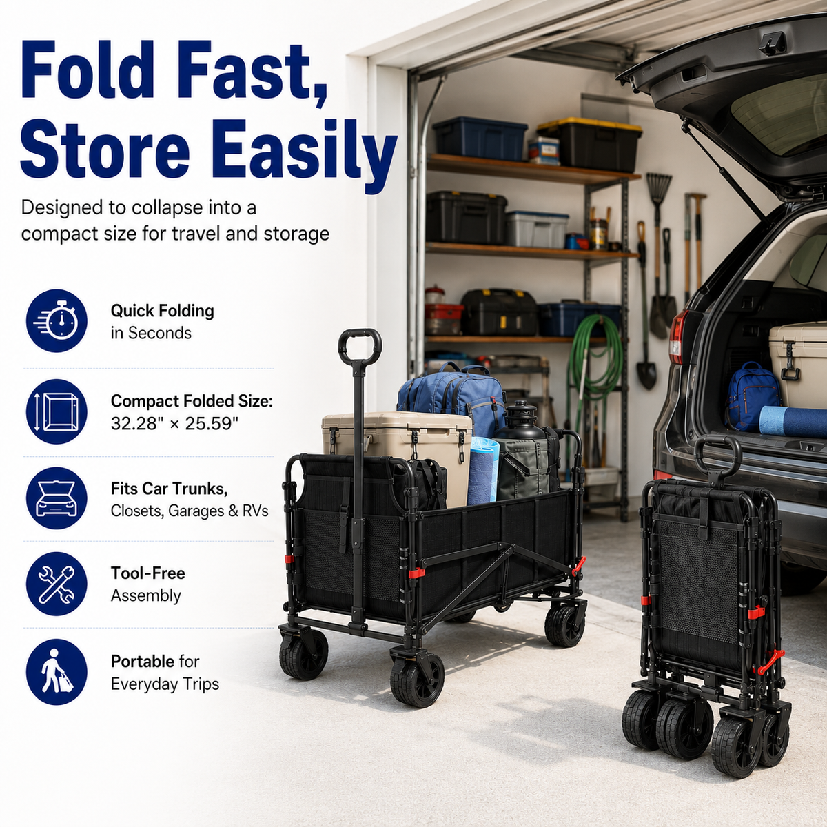 2-in-1 Folding Utility Wagon & Portable Outdoor Chair
