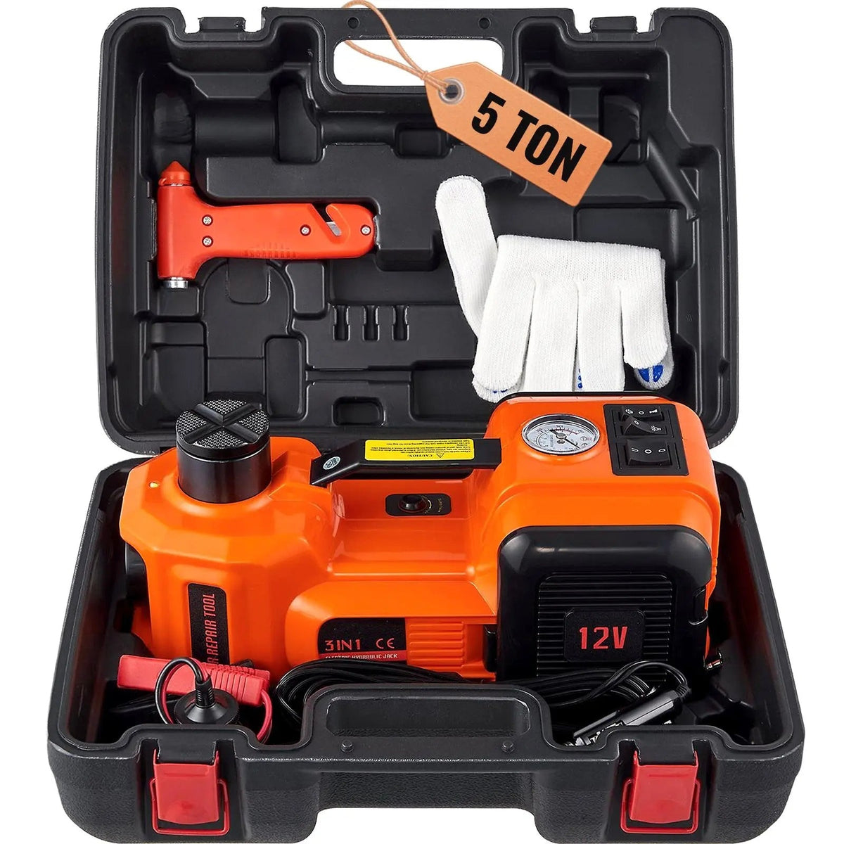🚗5-Ton Electric Hydraulic Car Jack | Built-In Air Pump