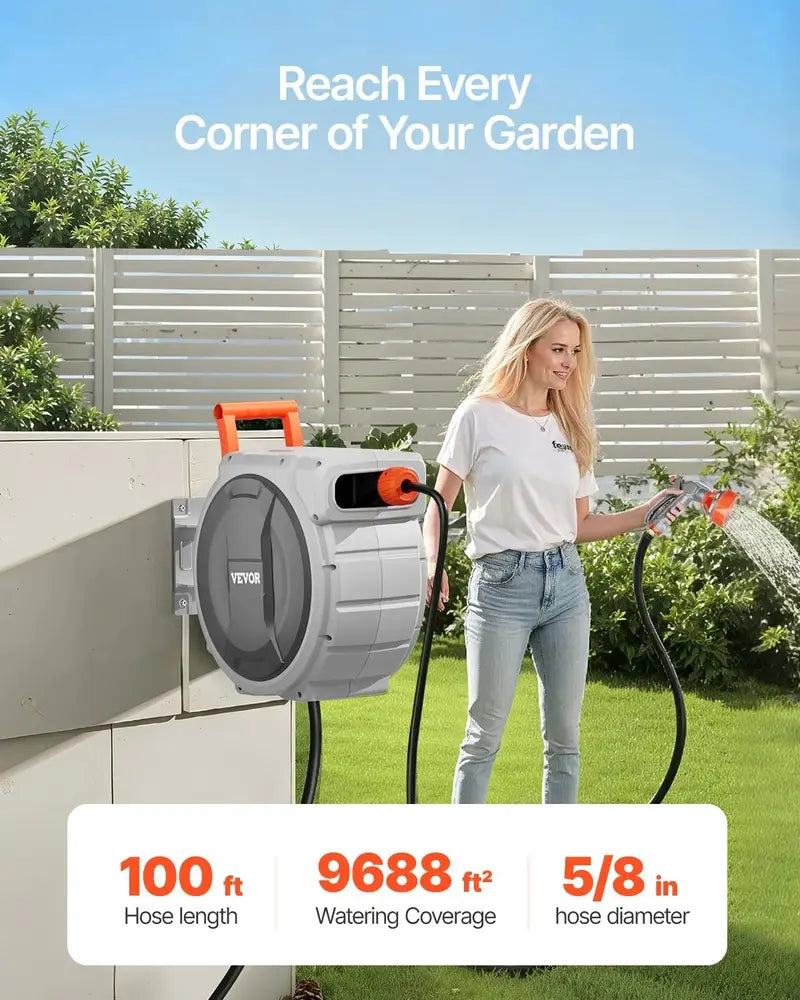 Retractable garden hose reel