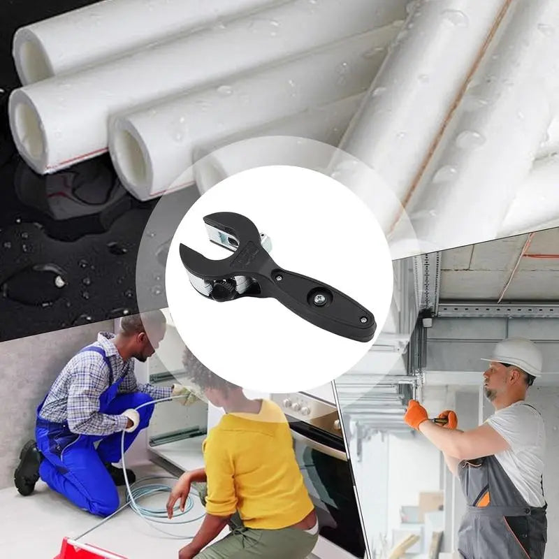 Ratchet-style pipe cutter—a one-handed, quick pipe-cutting tool
