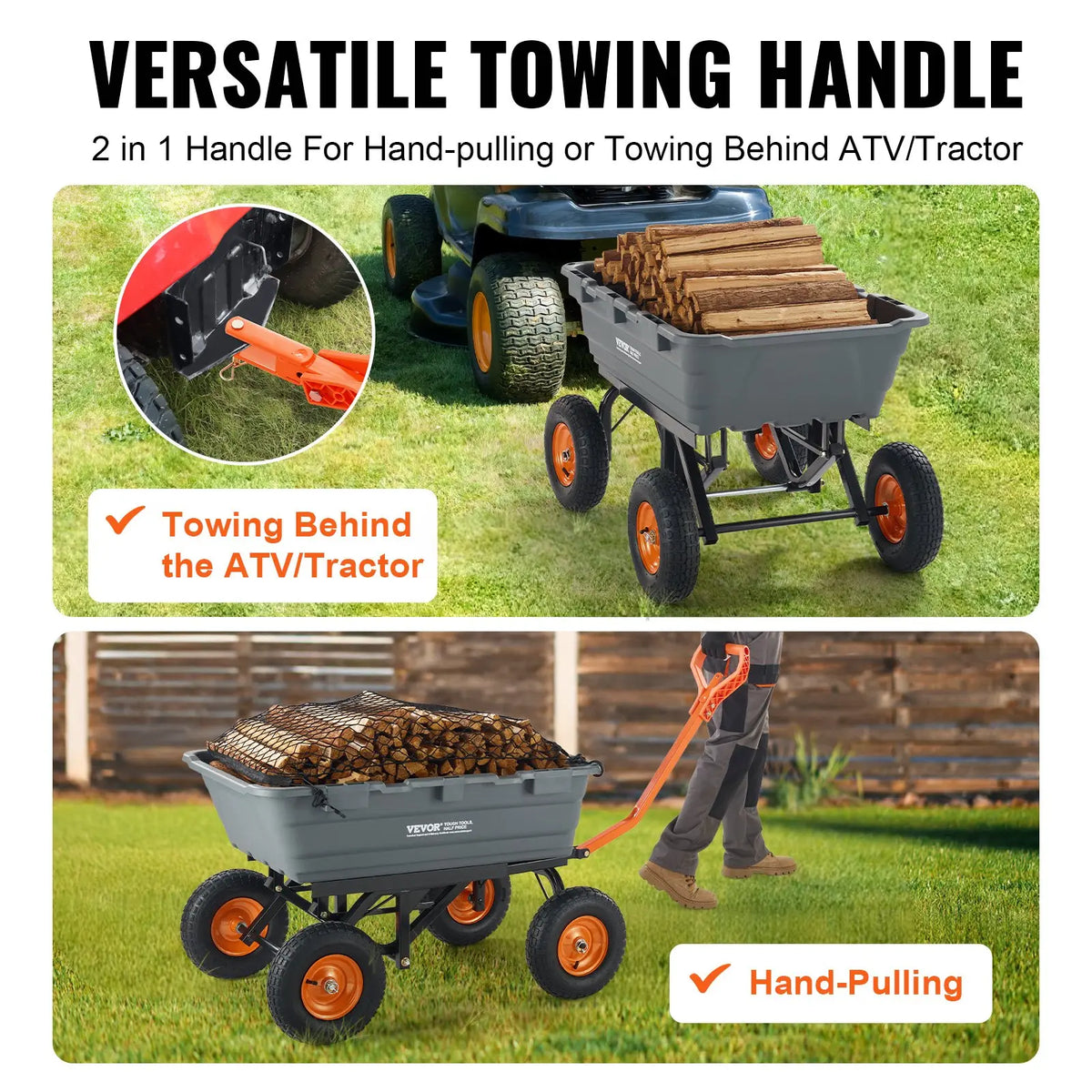 Polyethylene garden dump cart