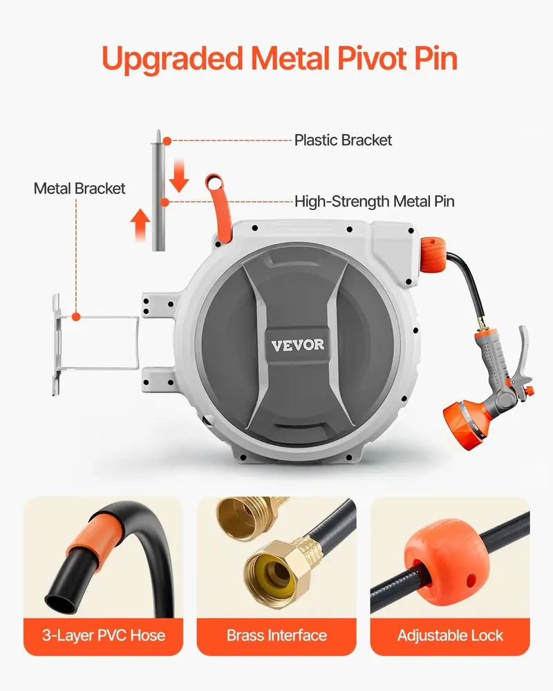 Retractable garden hose reel