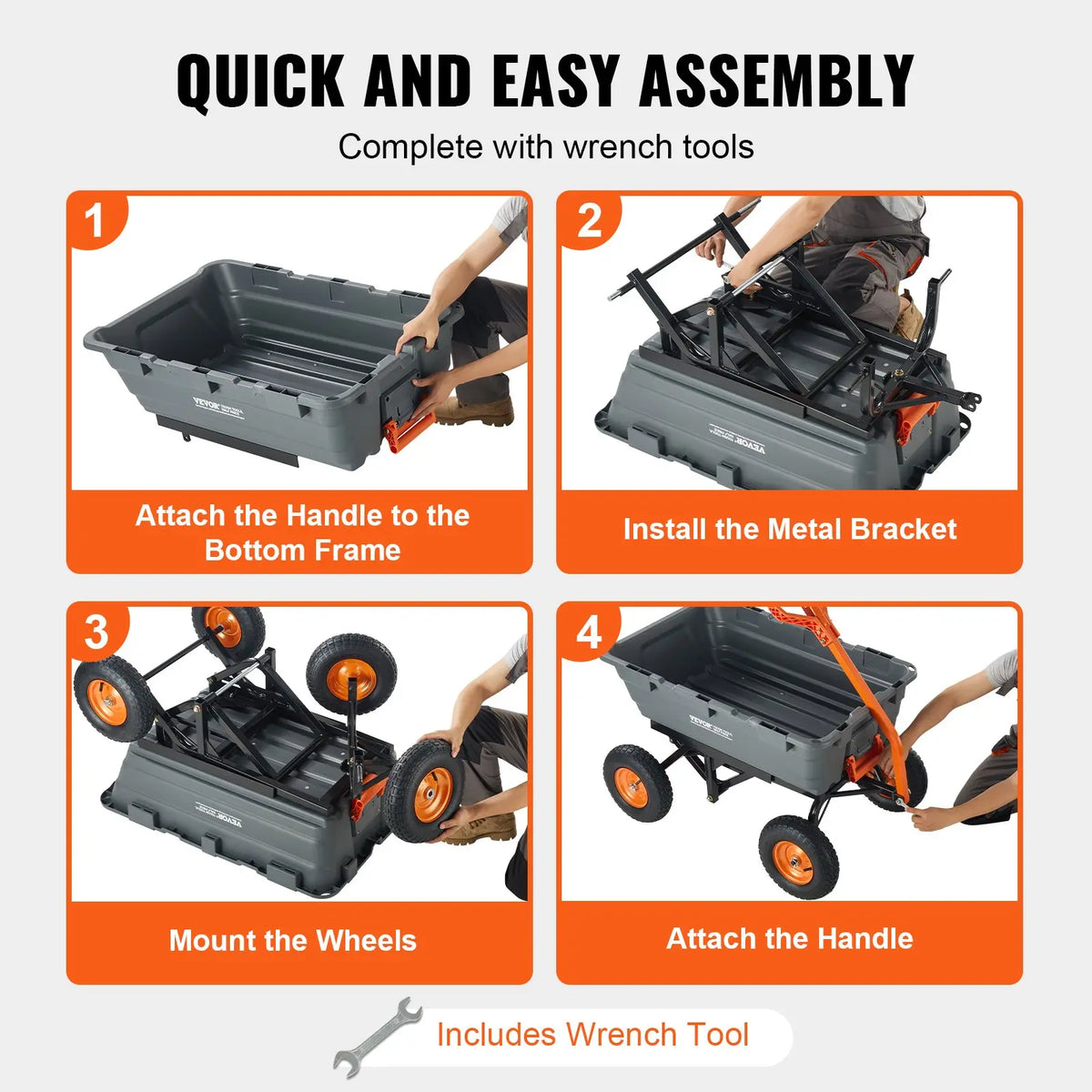Polyethylene garden dump cart