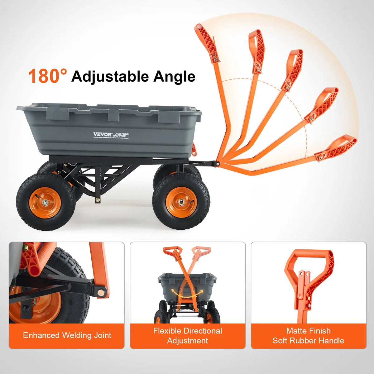 Polyethylene garden dump cart