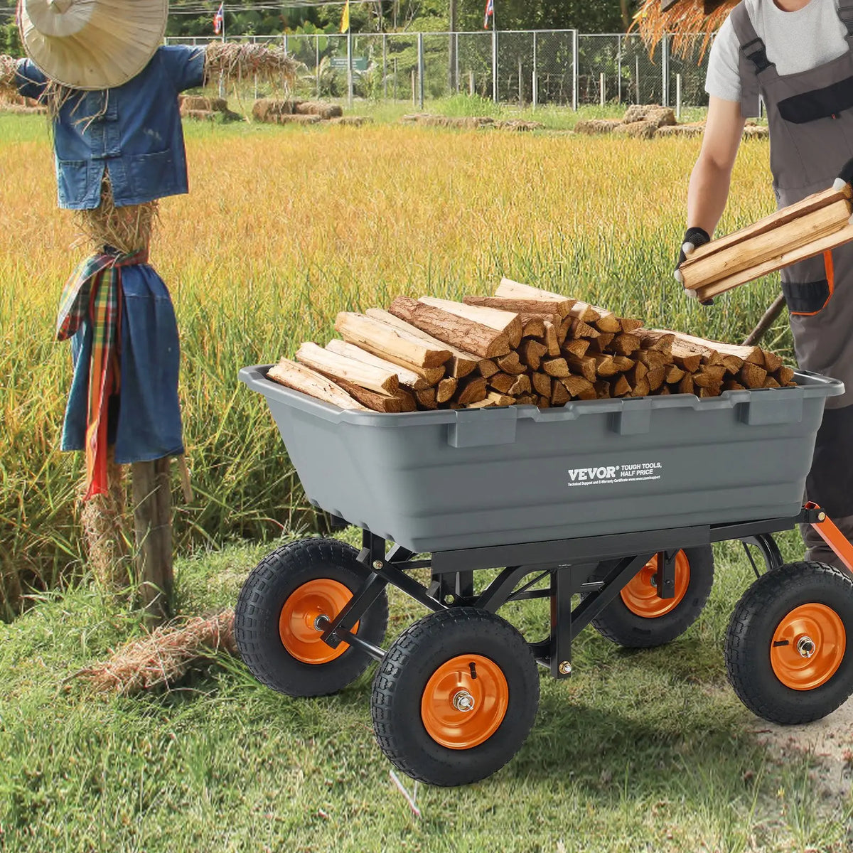 Polyethylene garden dump cart